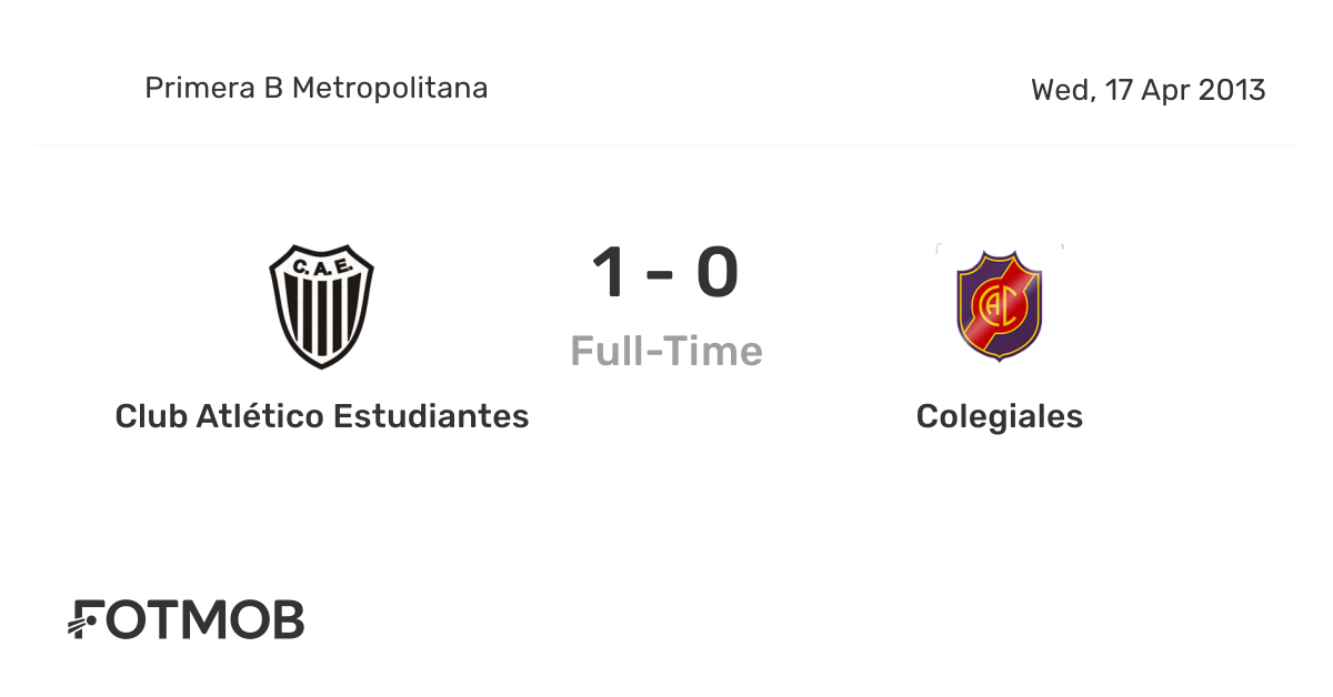 Club Atlético Estudiantes vs Colegiales - live score, predicted lineups and  H2H stats.