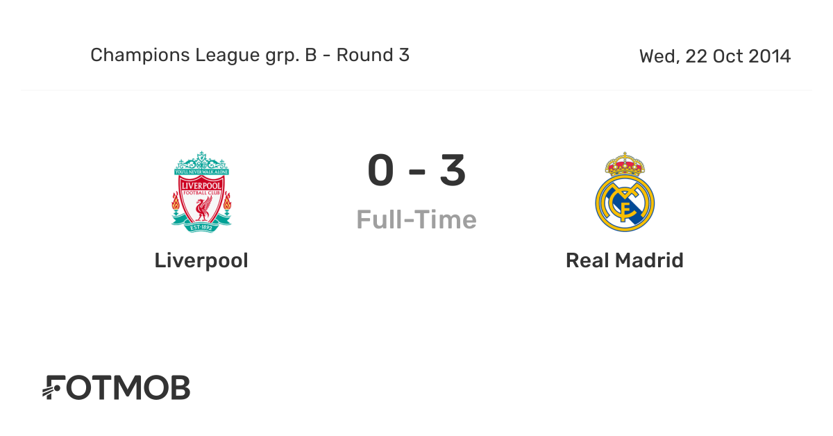 Liverpool vs Real Madrid live score, predicted lineups and H2H stats.