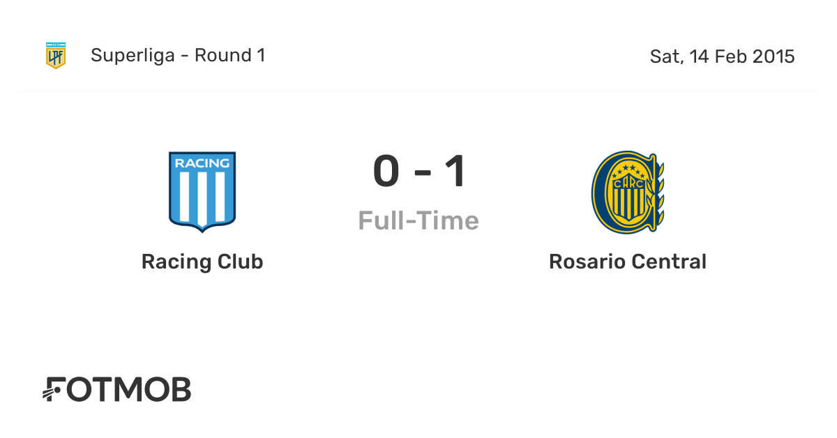 Racing Club vs Rosario Central live score, H2H and lineups