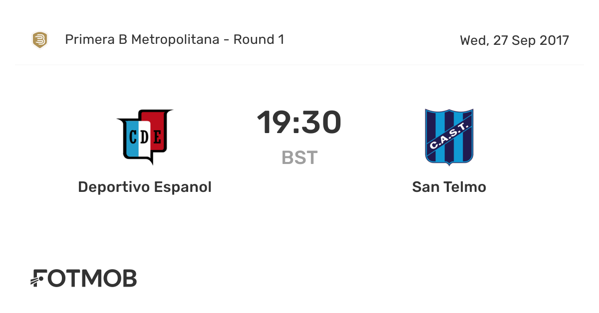 Deportivo Espanol vs San Telmo - live score, predicted lineups and