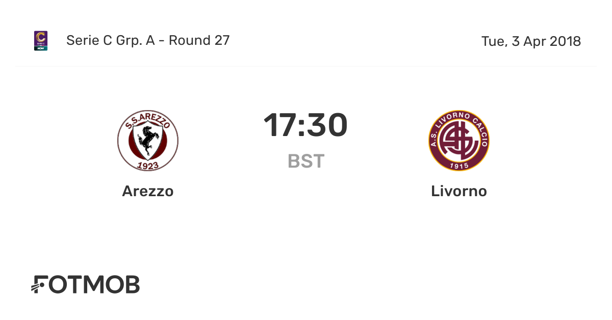 Arezzo vs Livorno live score predicted lineups and H2H stats