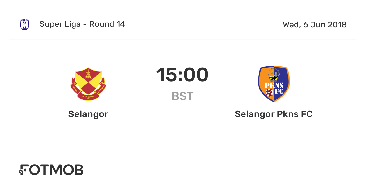 Selangor Vs Selangor Pkns Fc On Wed Jun 6 2018 14 00 Utc Live Results Lineups Shot Map And H2h