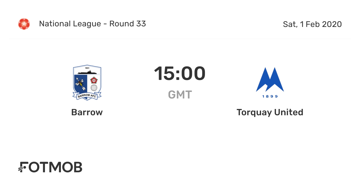 Barrow vs Torquay United live score predicted lineups and H2H stats