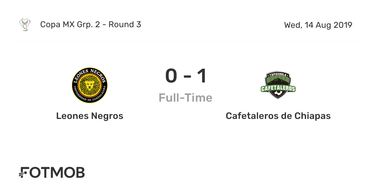 Leones Negros vs Cafetaleros de Chiapas - live score, predicted lineups and  H2H stats.