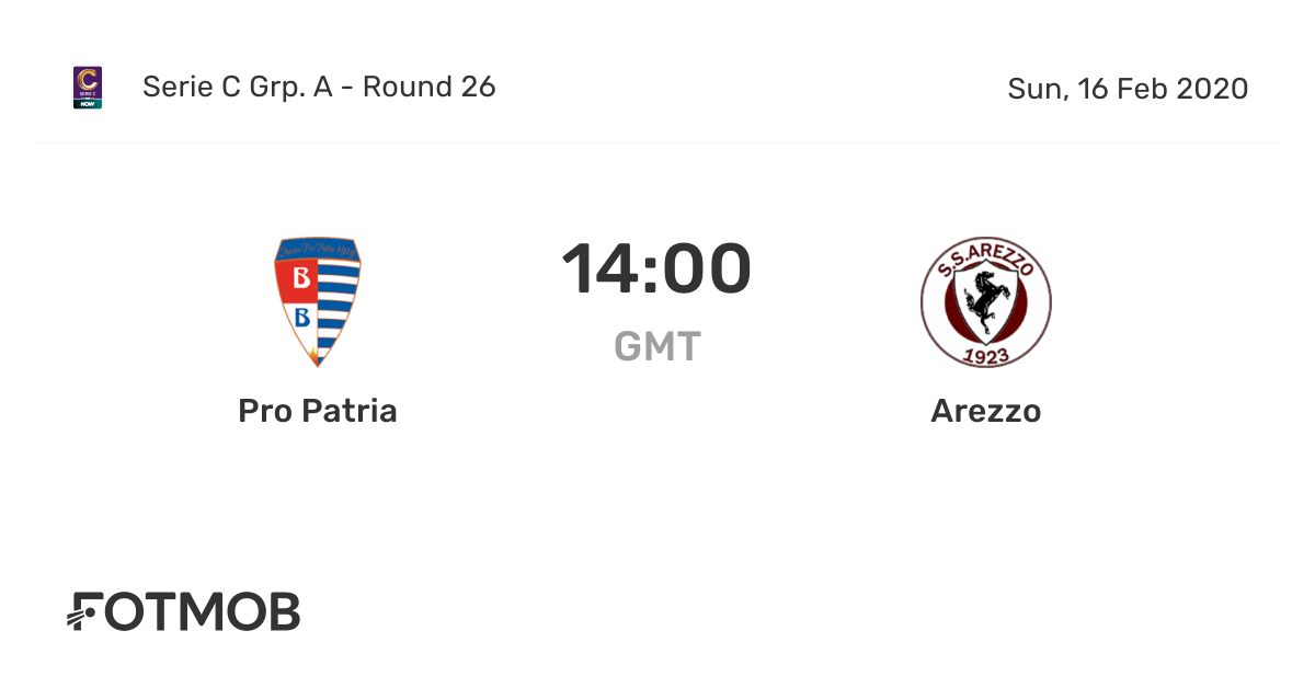 Pro Patria vs Arezzo live score predicted lineups and H2H stats