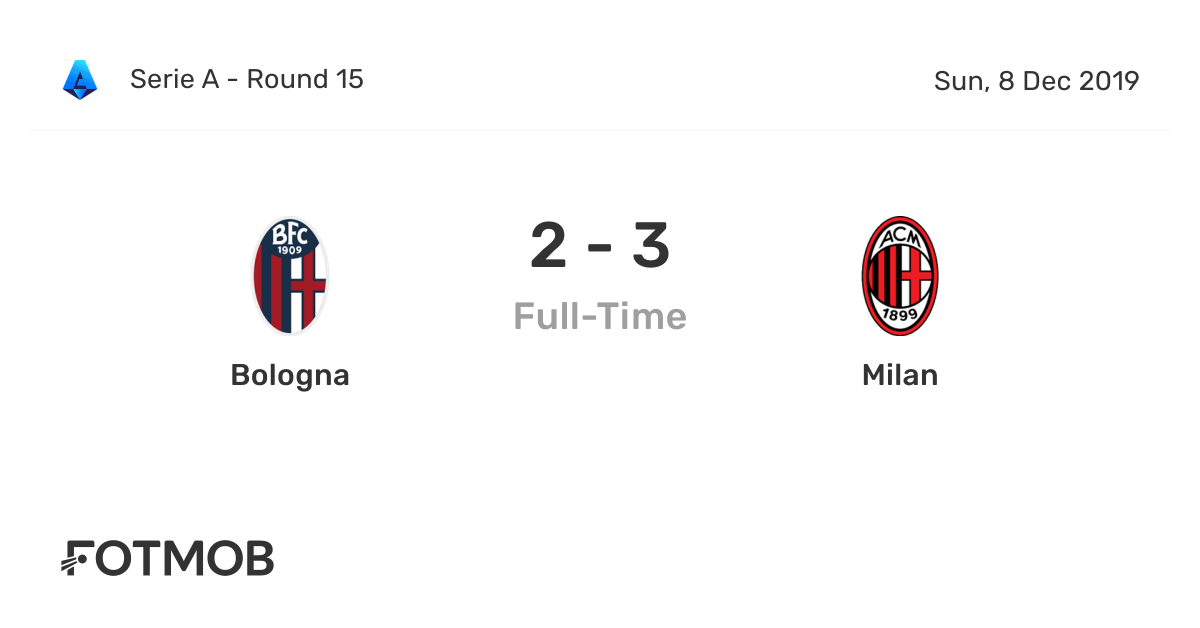Bologna vs Milan - live score, predicted lineups and H2H stats.