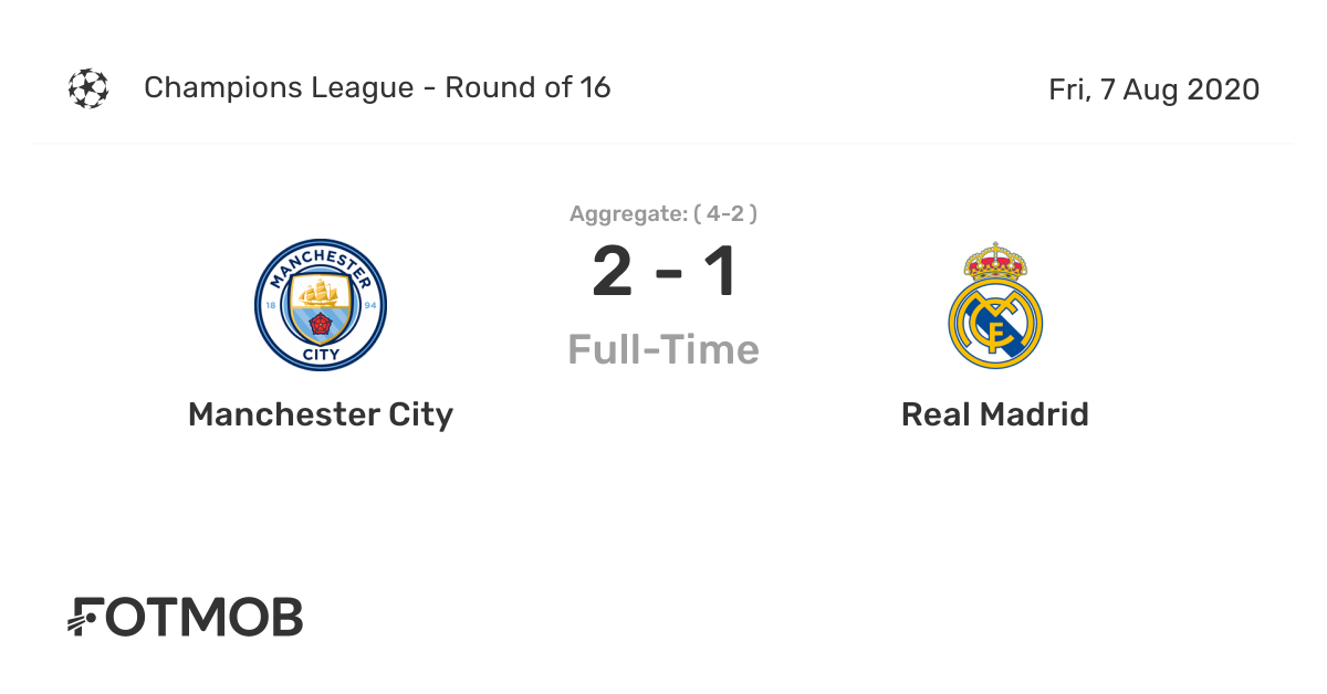 Manchester City vs Real Madrid live score, predicted lineups and H2H