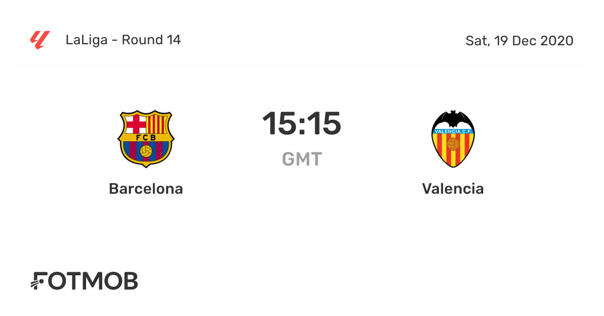 Barcelona vs Valencia live score, predicted lineups and H2H stats.