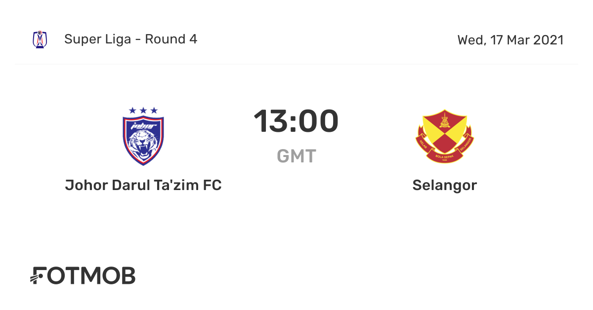 Johor Darul Ta Zim Fc Vs Selangor On Wed Mar 17 2021 13 00 Utc Live Results Lineups Shot Map And H2h