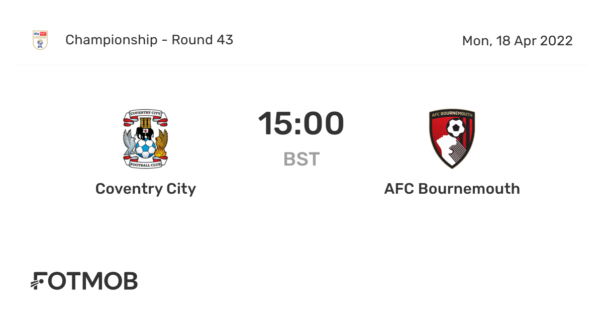 Coventry City vs AFC Bournemouth - live score, predicted lineups and H2H  stats.