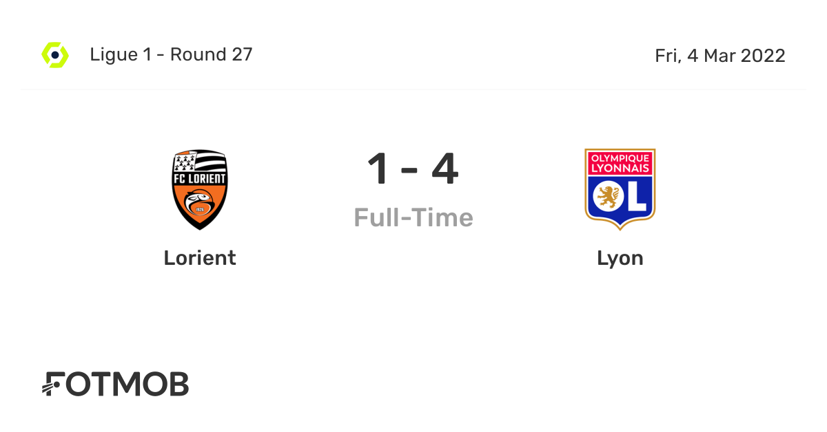 Lorient vs Lyon - live score, predicted lineups and H2H stats.