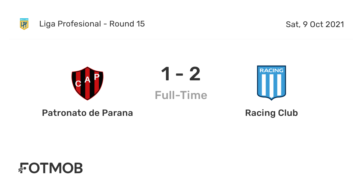 Patronato de Parana vs Racing Club - live score, predicted lineups and H2H  stats.