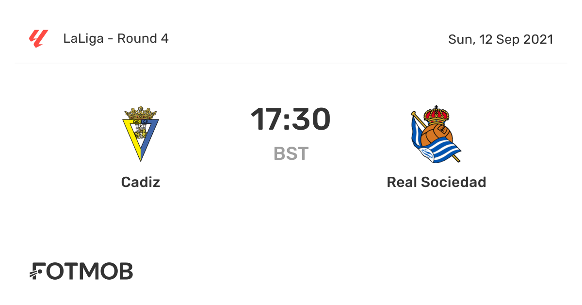 Cadiz vs Real Sociedad live score, predicted lineups and H2H stats.