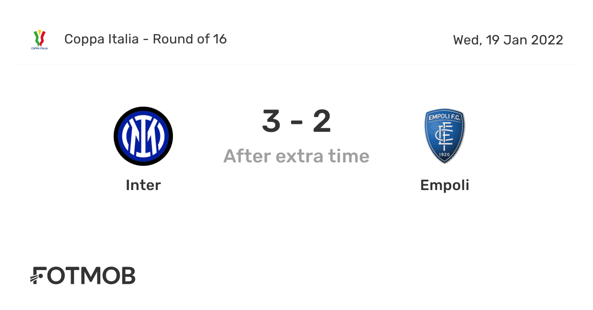 Inter vs Empoli - live score, predicted lineups and H2H stats.