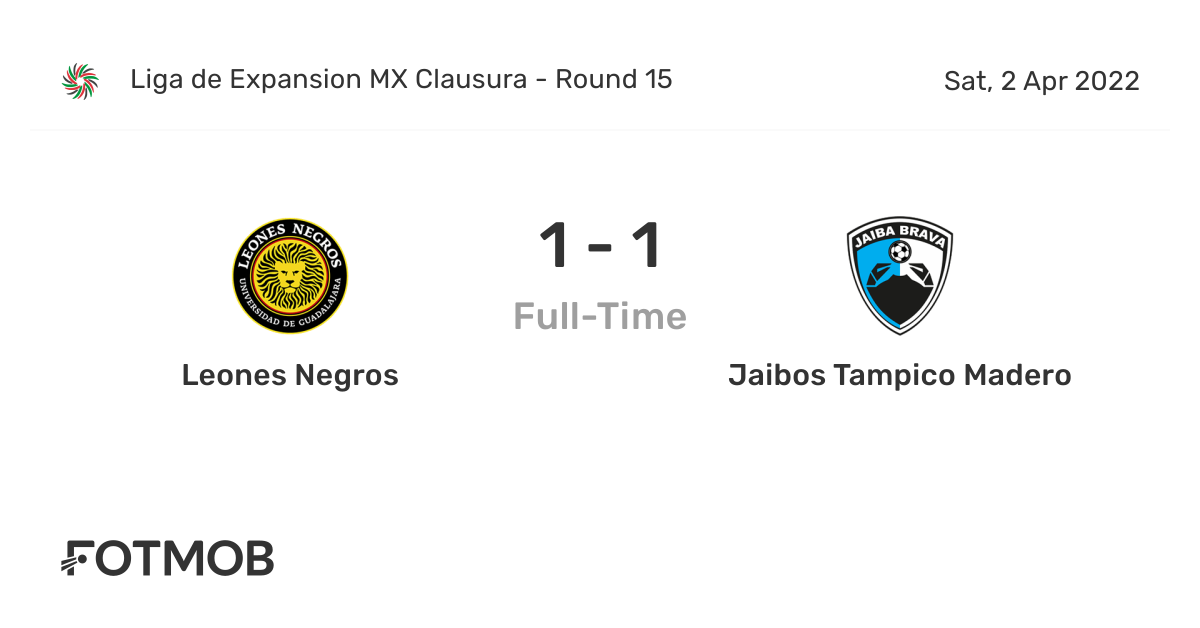 Leones Negros vs Jaibos Tampico Madero - live score, predicted lineups and  H2H stats.