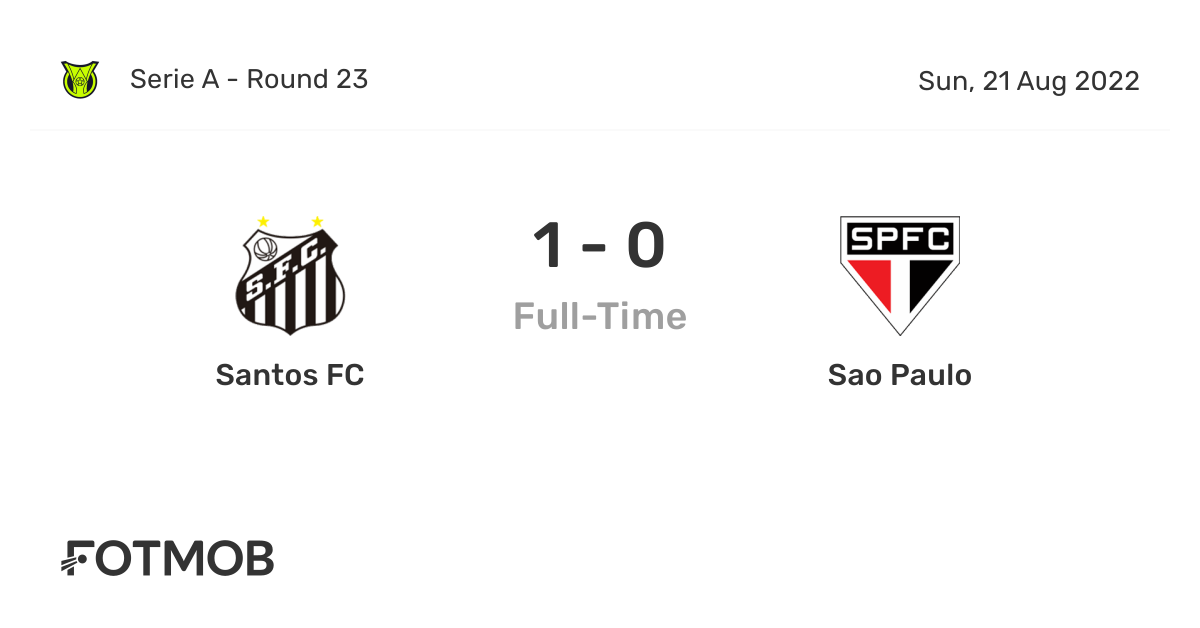 Santos FC vs Sao Paulo, Serie A on Sun, Aug 21, 2022, 2200 UTC