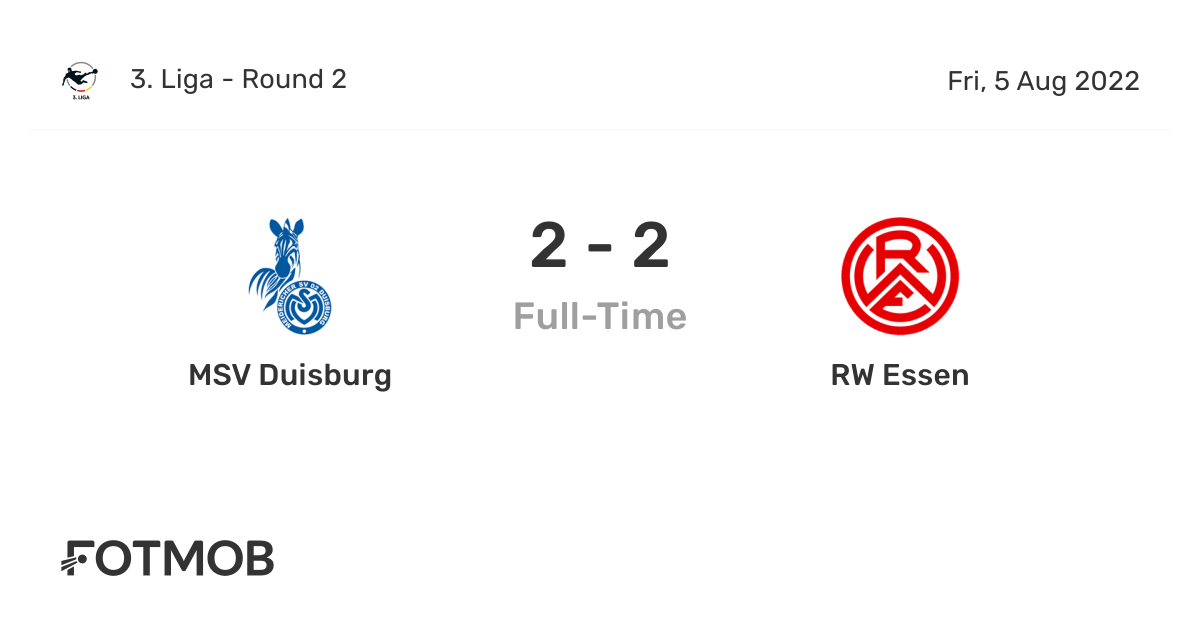 Msv Duisburg Vs Rw Essen 3 Liga On Fri Aug 5 22 17 00 Utc