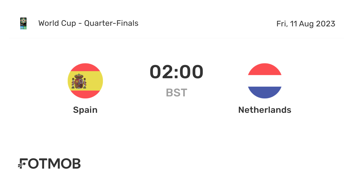 Spain vs Netherlands live score, predicted lineups and H2H stats.