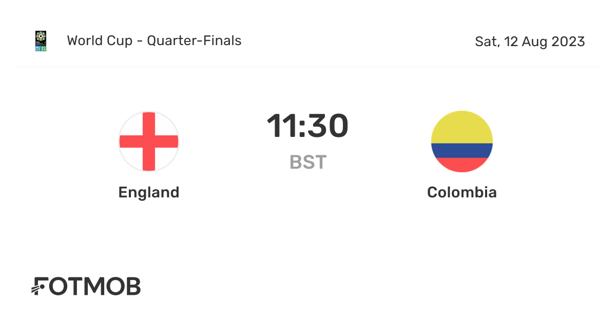 England vs Colombia live score, predicted lineups and H2H stats.