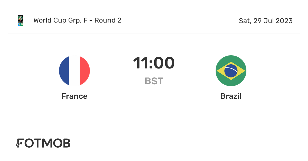 France vs Brazil live score, predicted lineups and H2H stats.