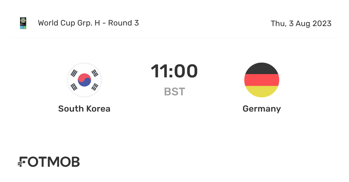 South Korea vs Germany live score, predicted lineups and H2H stats.