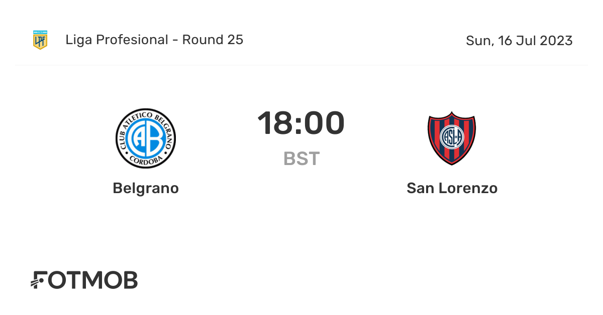 San Lorenzo vs Belgrano H2H 26 aug 2023 Head to Head stats prediction