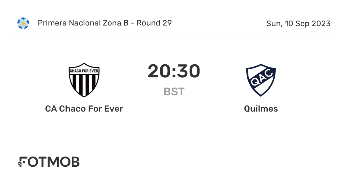 CA Chaco For Ever vs Quilmes live score predicted lineups and