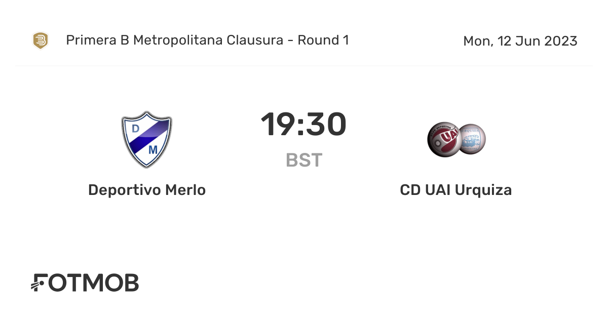 UAI Urquiza vs Argentino de Merlo live score, H2H and lineups