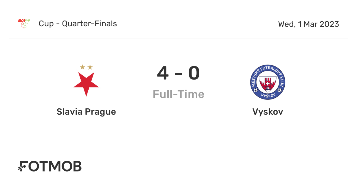 Vyskov vs Slavia Prague B - live score, predicted lineups and H2H