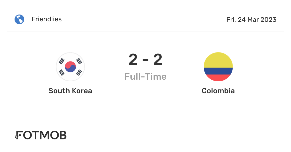 South Korea vs Colombia live score, predicted lineups and H2H stats.