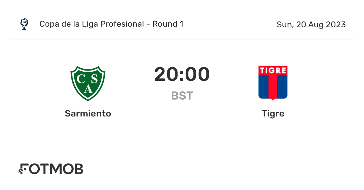 Sarmiento vs Tigre H2H 20 aug 2023 Head to Head stats prediction