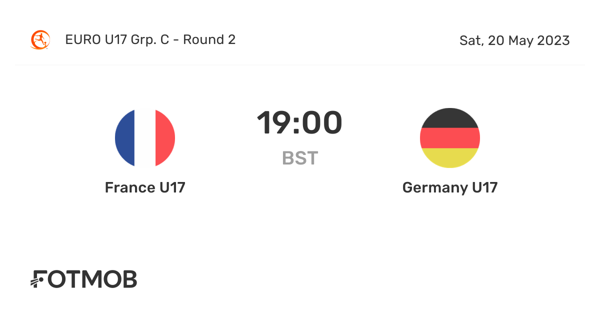 France U17 vs Germany U17 live score, predicted lineups and H2H stats.