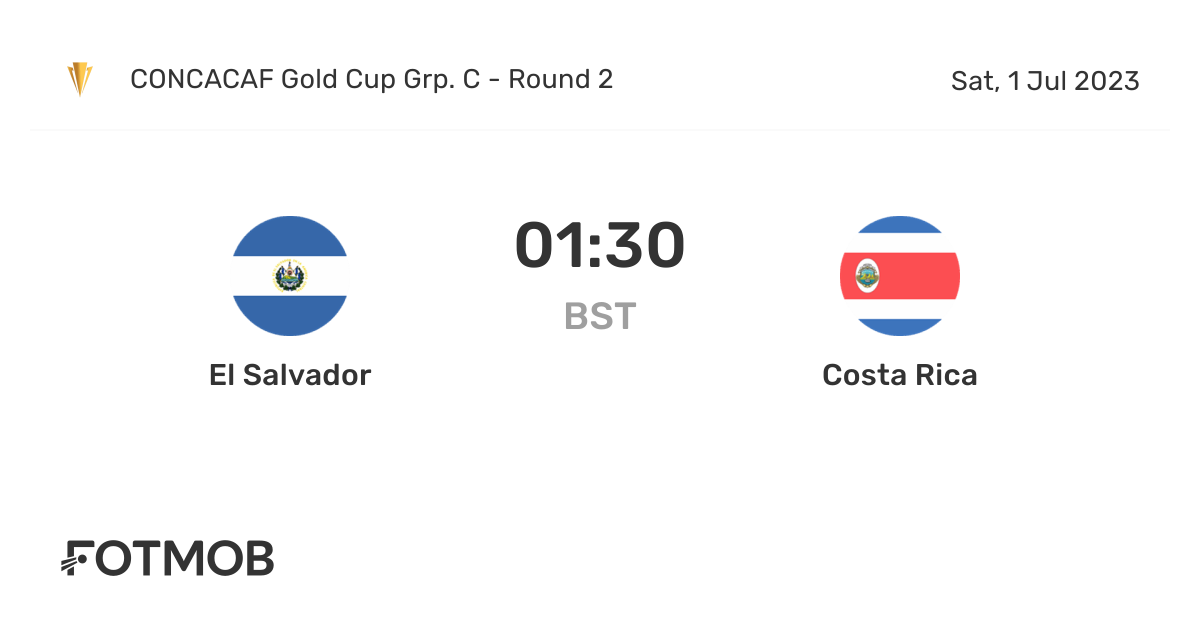 El Salvador vs Costa Rica live score, predicted lineups and H2H stats.