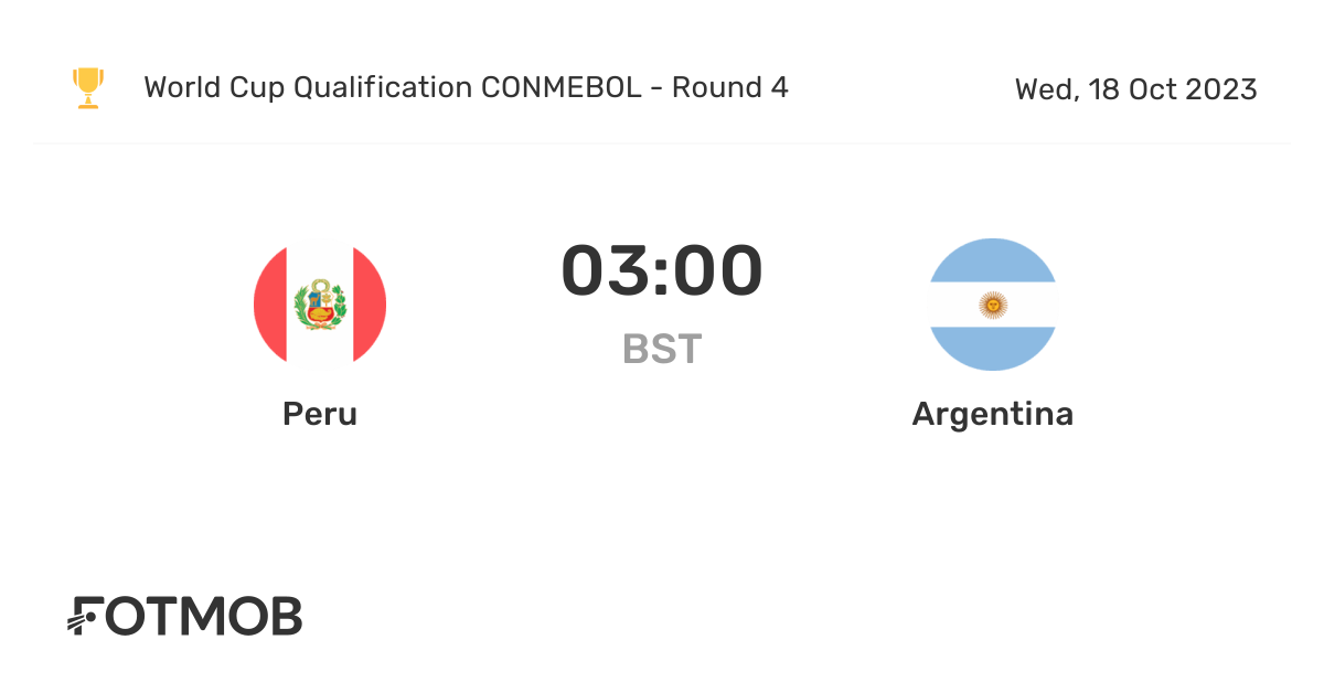 Peru vs Argentina live score, predicted lineups and H2H stats.