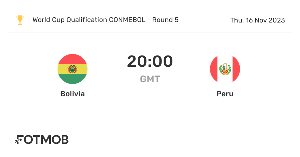 Bolivia vs Peru live score, predicted lineups and H2H stats.