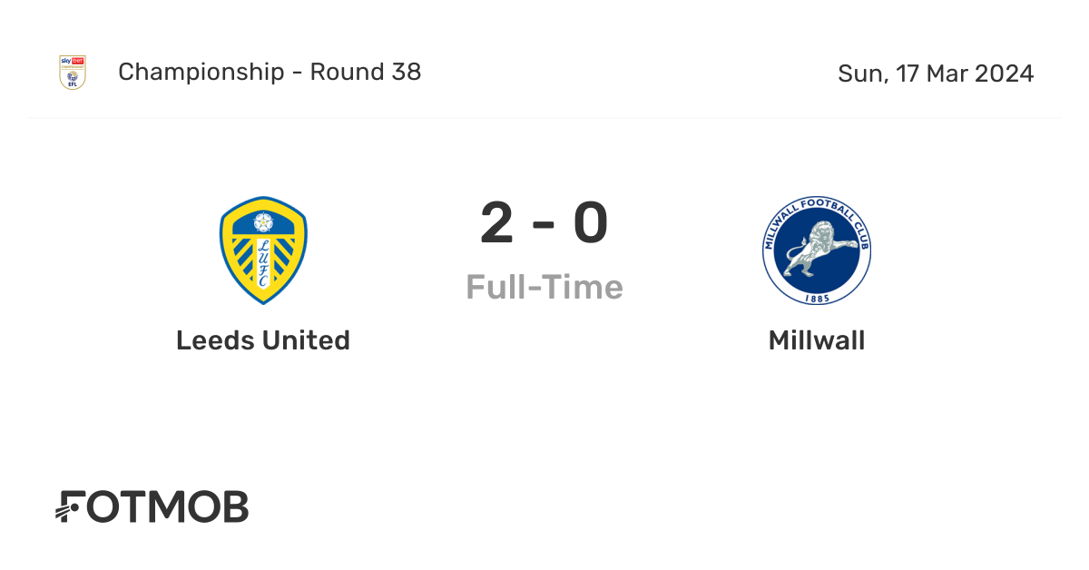 Millwall - Leeds United placar ao vivo, H2H e escalações
