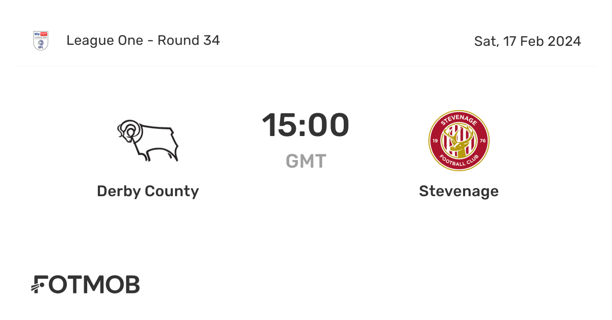 Derby County vs Stevenage live score, predicted lineups and H2H stats