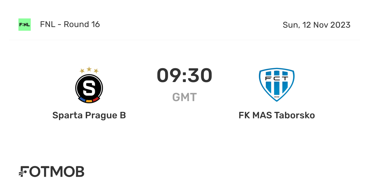 Slavia Prague B VS FK MAS Taborsko Live Scoreboard 2022 Czech