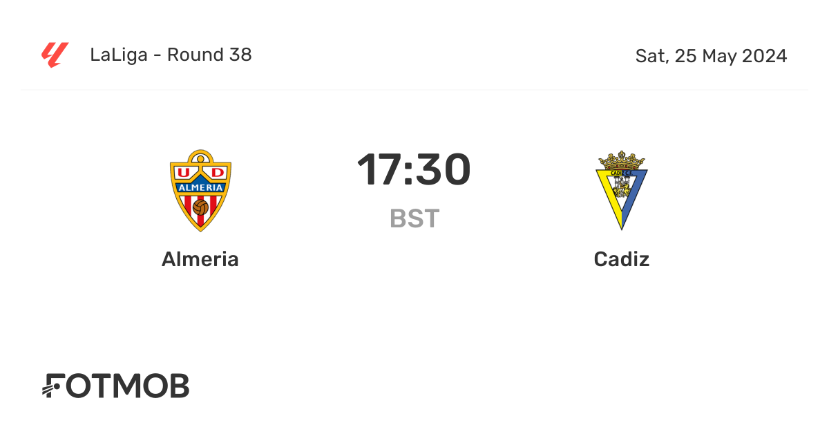 Cádiz cf vs ud almería lineups