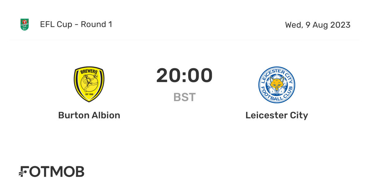 Burton Albion vs Leicester City live score predicted lineups