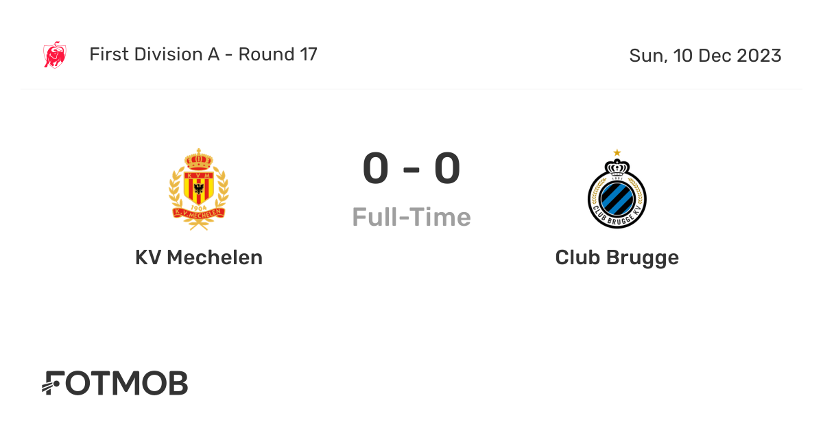 Club Brugge (F) vs Amarelo-Vermelho KV Mechelen (F) Futebol Transmissão ao  vivo e resultados 16/09/2023 14:15
