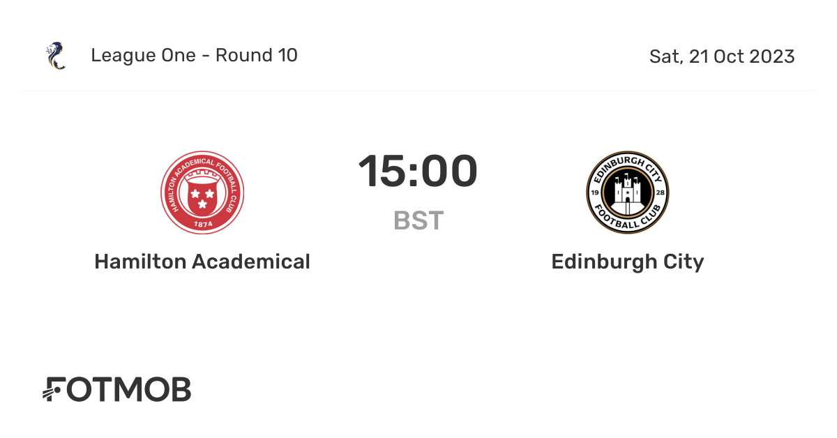 Hamilton Academical vs Edinburgh City live score, predicted lineups