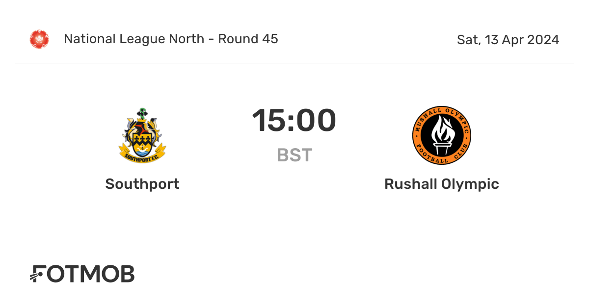 Southport vs Rushall Olympic live score, predicted lineups and H2H stats