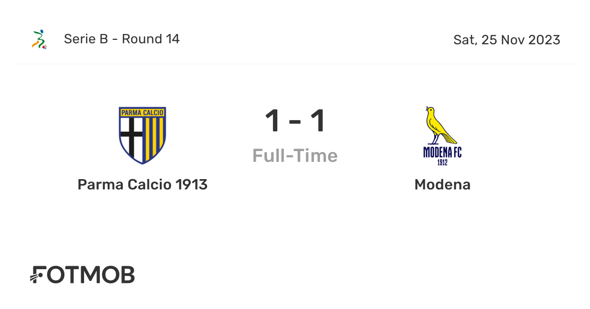 Parma vs Modena livescore 25 Nov 2023 - Live football results 24/7