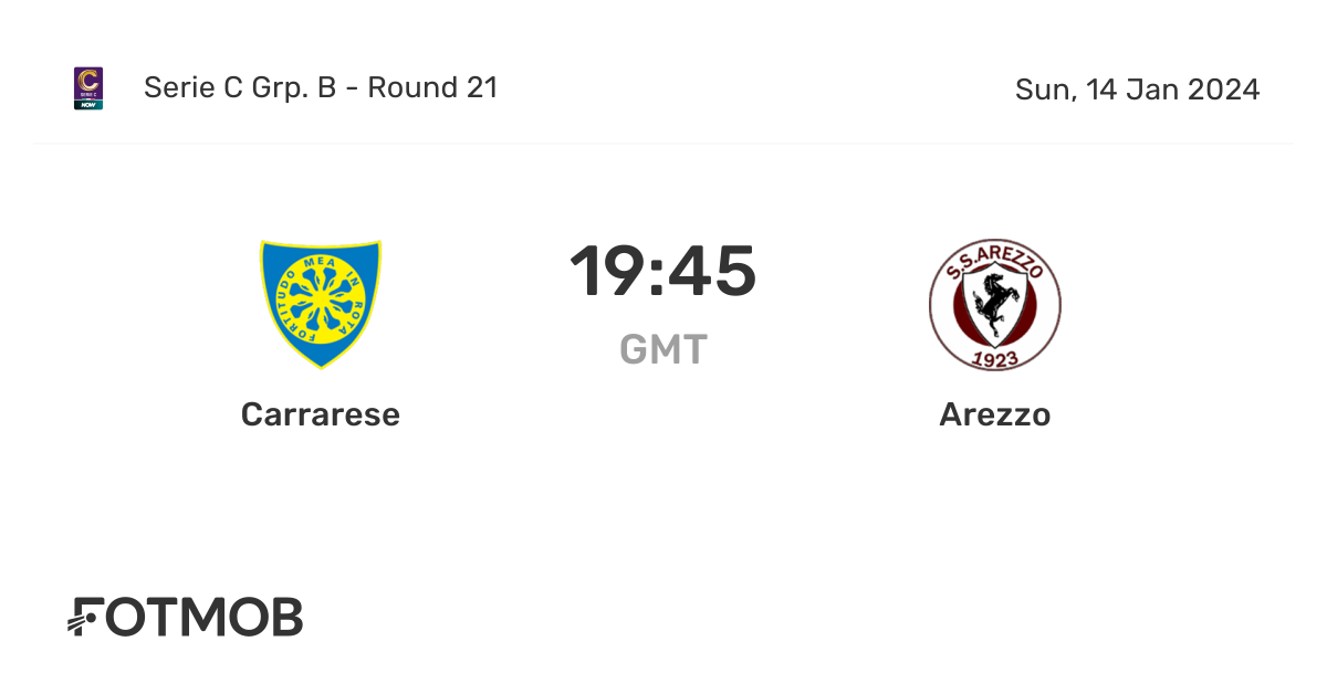 Carrarese vs Arezzo live score predicted lineups and H2H stats