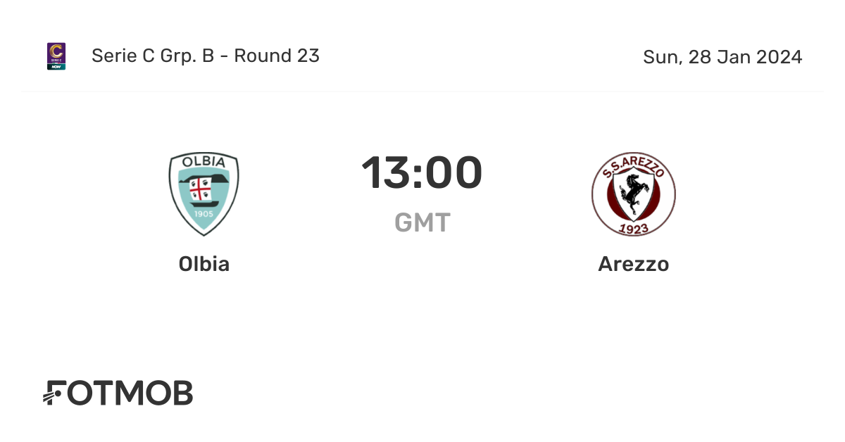 Olbia vs Arezzo live score predicted lineups and H2H stats