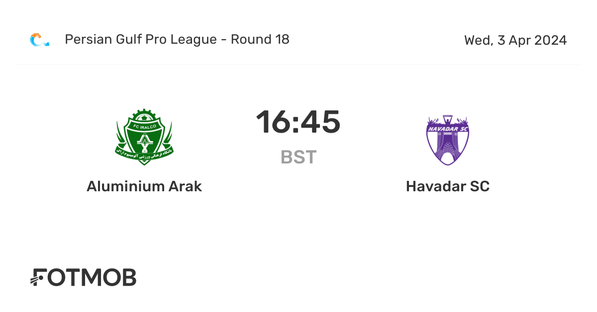 Aluminium Arak vs Havadar SC live score predicted lineups and