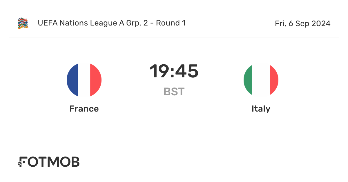 France vs Italy live score, predicted lineups and H2H stats